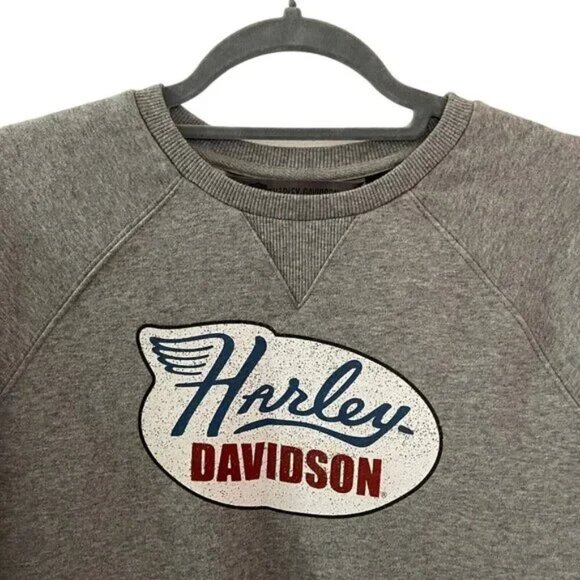Harley-Davidson® Women's Distressed Print Grey Crewneck I XL - Picture 4 of 5